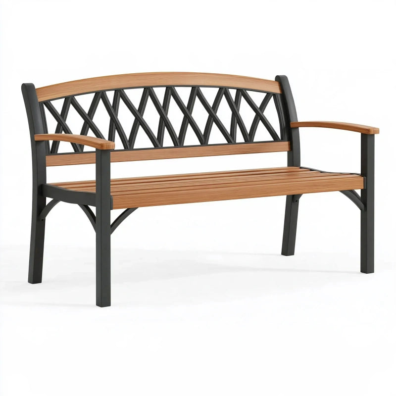 Gartenbank 122 x 65 x 88 cm Holz und Metall Braun Schwarz mit Armlehnen