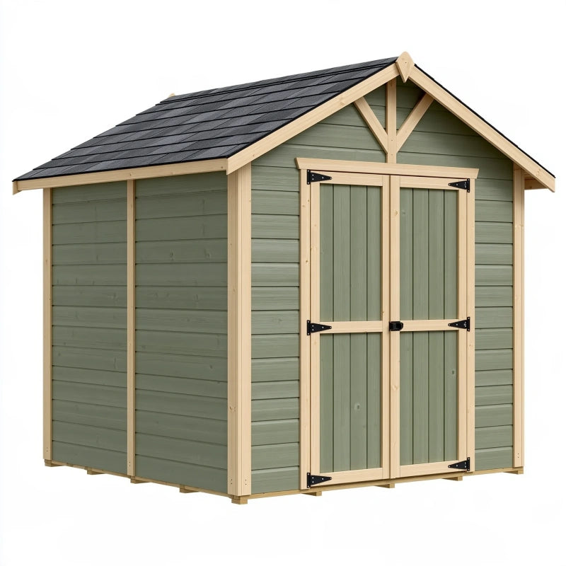 Gartenhaus 200 x 150 x 210 cm aus Holz Grün Natur mit Doppeltür