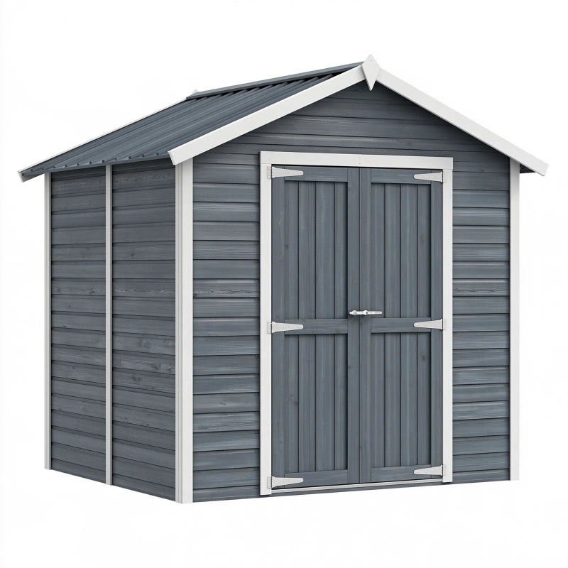Gartenhaus 240 x 180 x 220 cm aus Holz grau mit Doppeltür