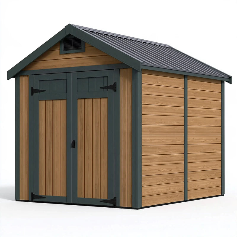 Gartenhaus 200 x 160 x 210 cm Holz Metall Braun Anthrazit mit Doppeltür