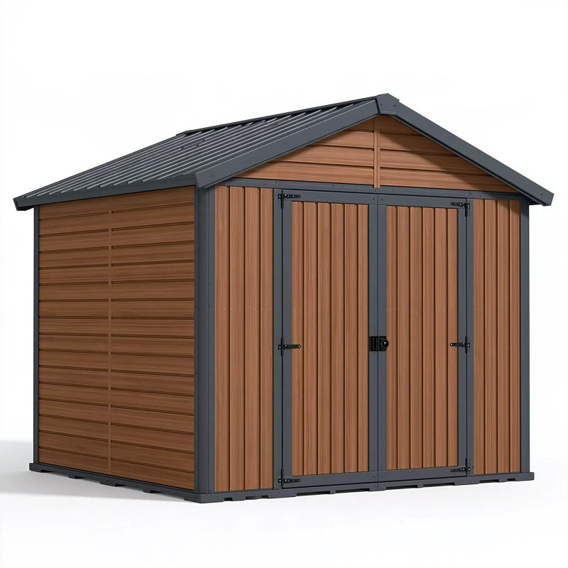 Gartenhaus 213 x 130 x 185 cm aus Stahl in Braun Anthrazit mit Doppeltür