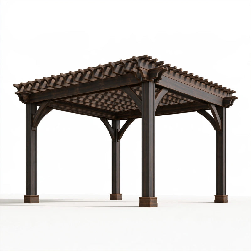 Holzpergola 300x300x250 cm dunkelbraun für Garten und Terrasse