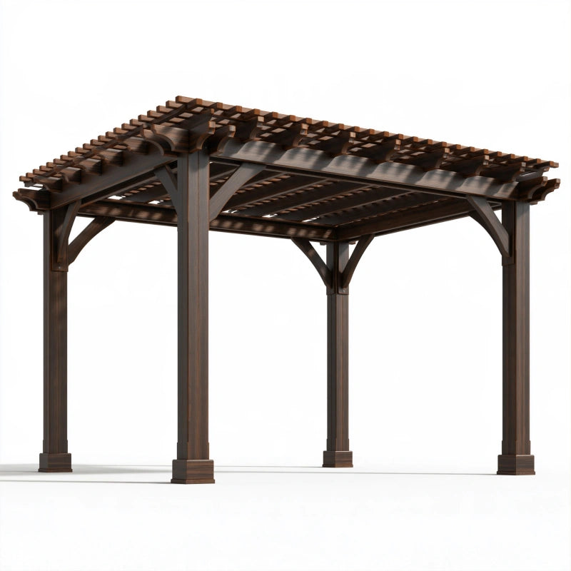 Pergola 300 x 300 x 250 cm aus Holz dunkelbraun mit Lamellendach für Garten