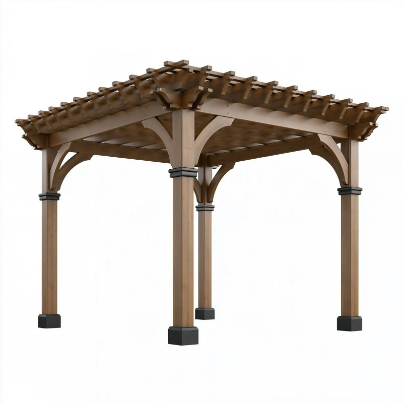 Gartenpergola 300 x 300 x 250 cm aus Holz in Braun mit offenem Lamellendach